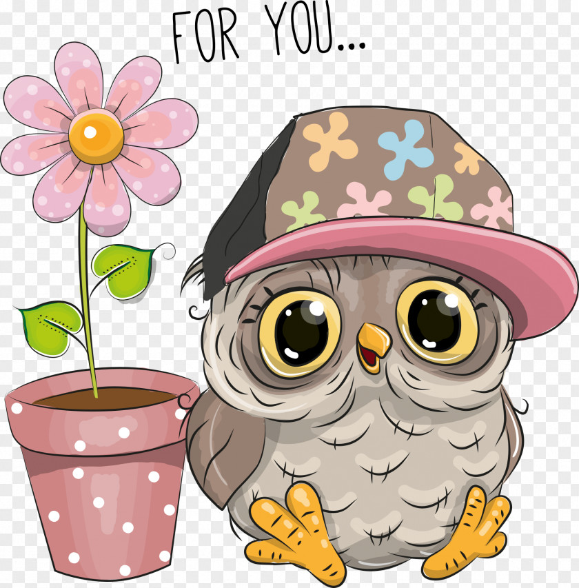 Vector Owl With Potted Cartoon Royalty-free Stock Photography PNG