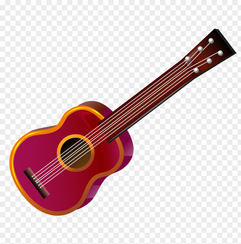 Vector Red Guitar Acoustic Ukulele Tiple Cuatro PNG