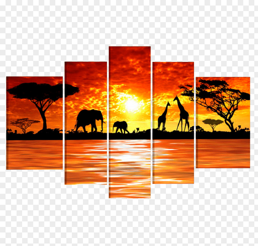 African Grasslands Landscape Painting Modern Art Oil Drawing PNG