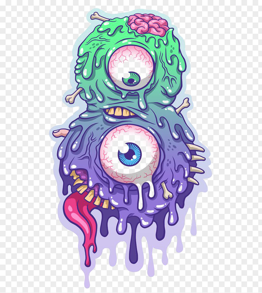 Big Eye Monster Drawing Art Behance Graffiti Illustration PNG