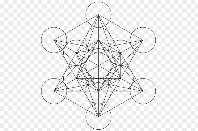 Cube Metatron's Sacred Geometry Overlapping Circles Grid PNG