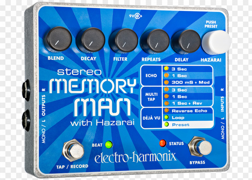 Electric Guitar Electro-Harmonix Stereo Memory Man Effects Processors & Pedals Delay Deluxe XO PNG
