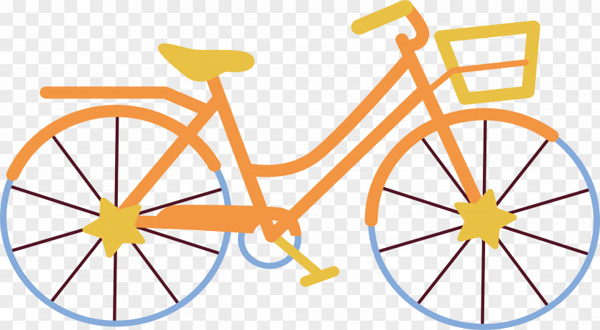 Orange Cartoon Bike Bicycle Wheel Road Frame Hybrid PNG