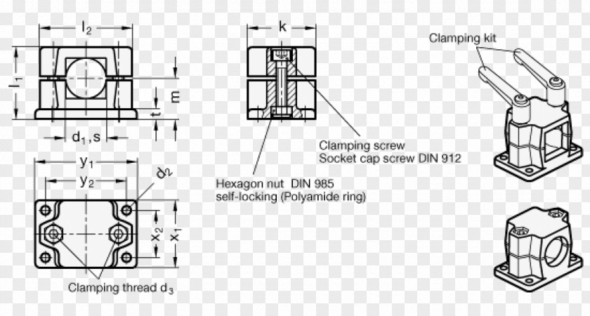 Clamp Gastronorm Sizes Stainless Steel Screw Technical Drawing DIN-Norm PNG