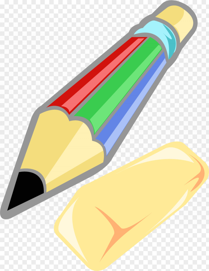 Vector Hand-drawn Color Pencil And Eraser Paper PNG