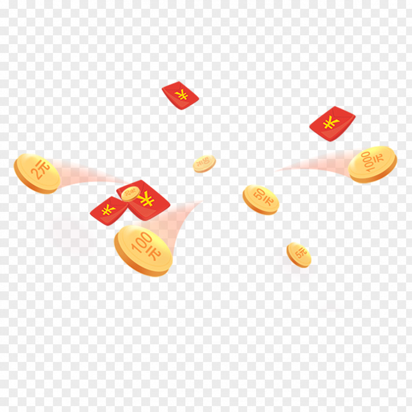 Red Coins Floating Material Envelope Chinese New Year PNG