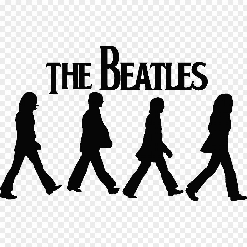 The Beatles Silhouettes On Abbey Road Black And White PNG on and White, poster clipart PNG