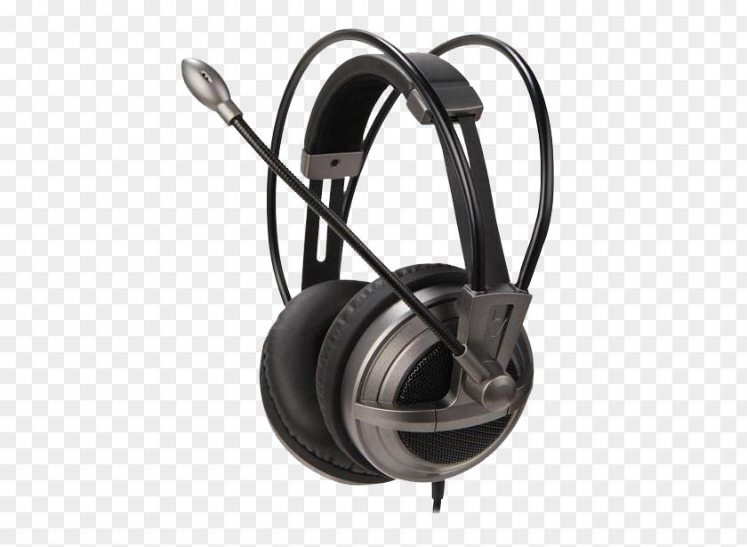 Black Stereo Headphones Microphone Headset Ohm PNG