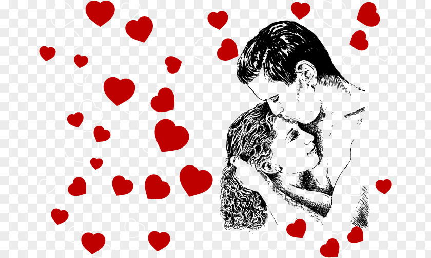 Vector Painted Kissing Couple Love Euclidean Kiss Clip Art PNG