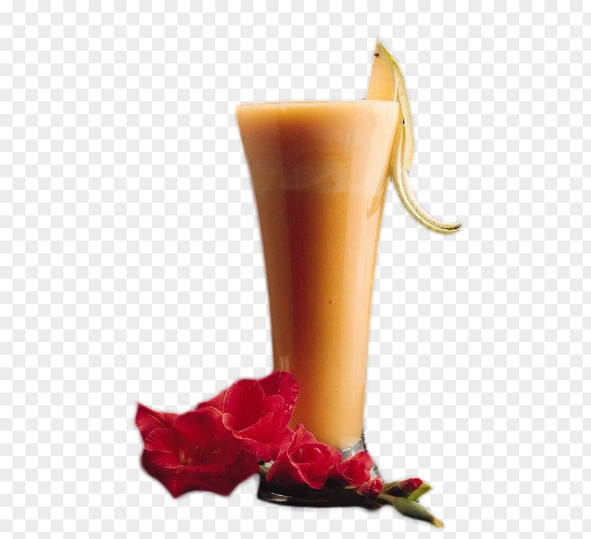 High Glass Of Juice And Flower Decoration Milkshake Smoothie Health Shake Non-alcoholic Drink PNG
