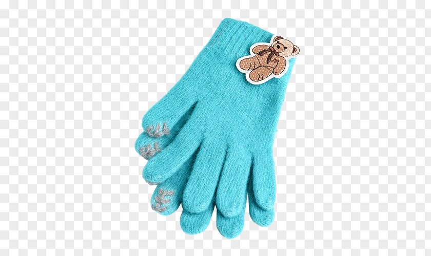 Blue Bear Gloves Boxing Glove Knitting Wool PNG