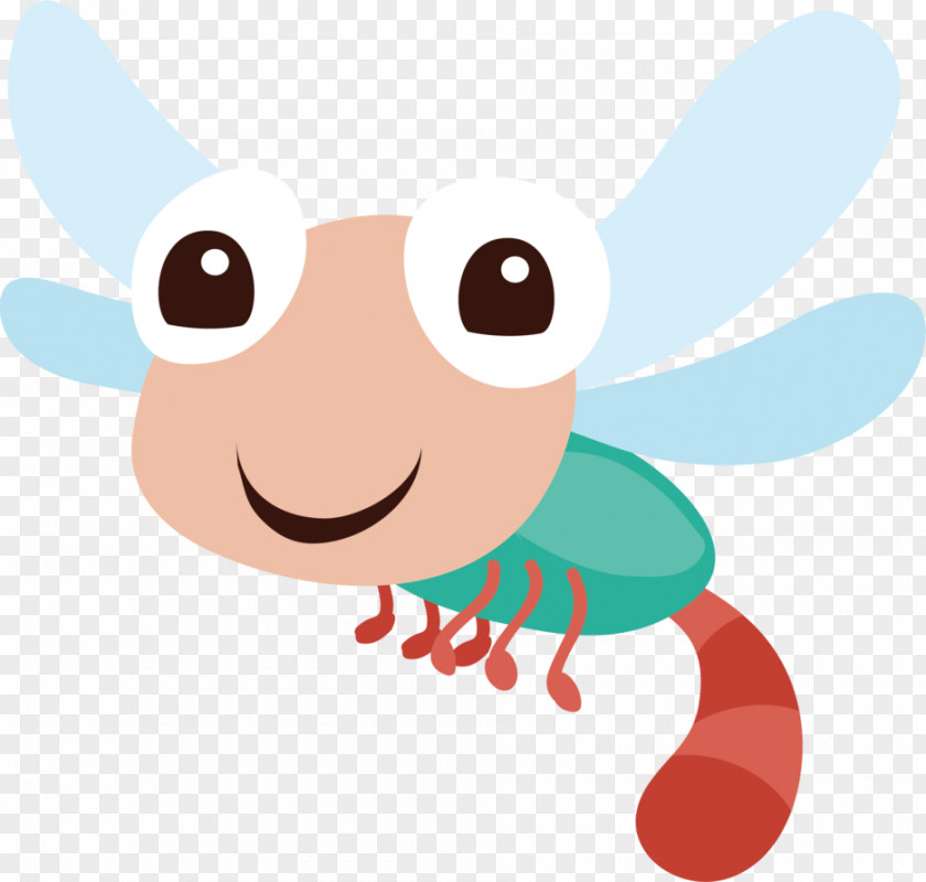 Smiling Dragonfly Insect Cartoon Clip Art PNG