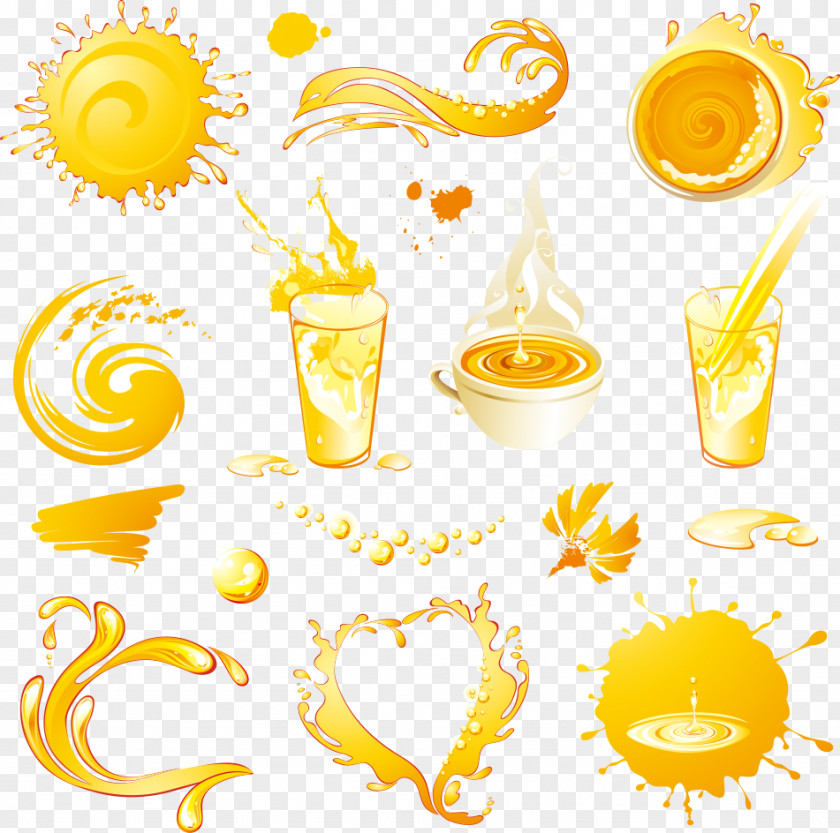 Vector Orange Juice Soft Drink Splash PNG