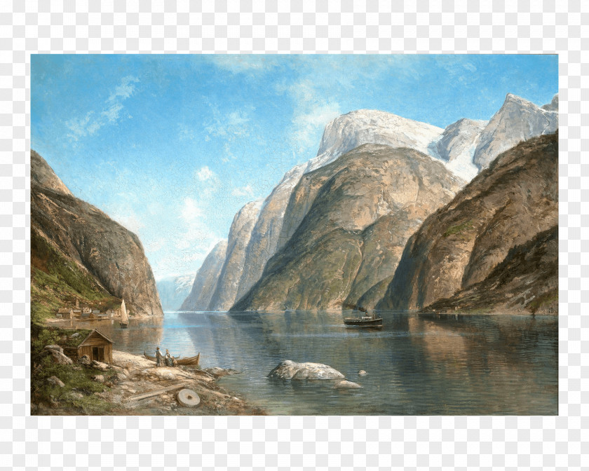 Painting View Of A Fjord Norwegian Landscape Painter PNG