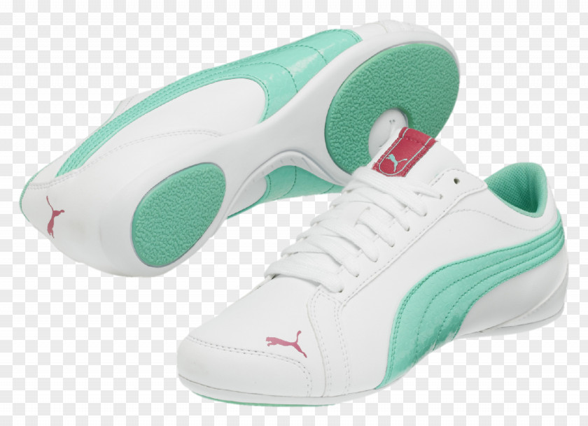 Puma Sneakers Shoe White Footwear Turquoise PNG