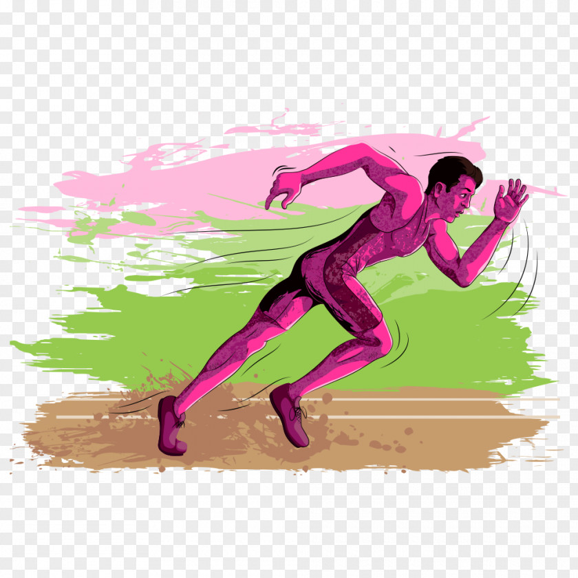 Running Man Watercolor Painting Illustration PNG