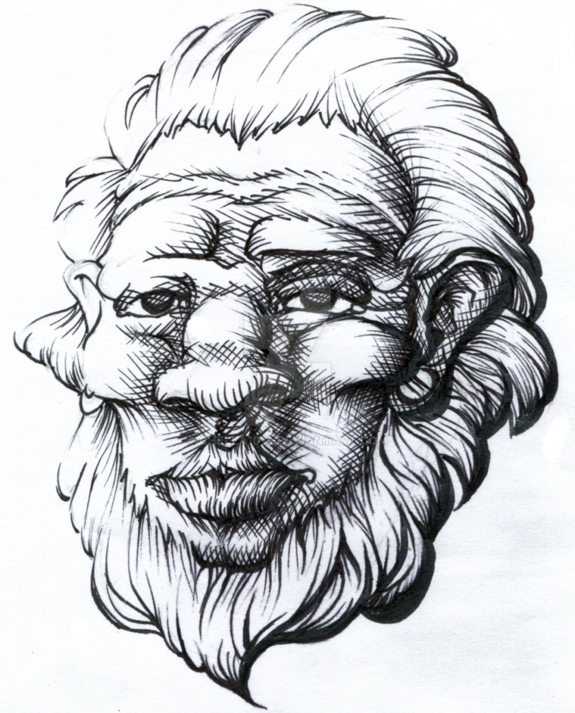 Wise Man Black And White Facial Hair Art Drawing Portrait PNG