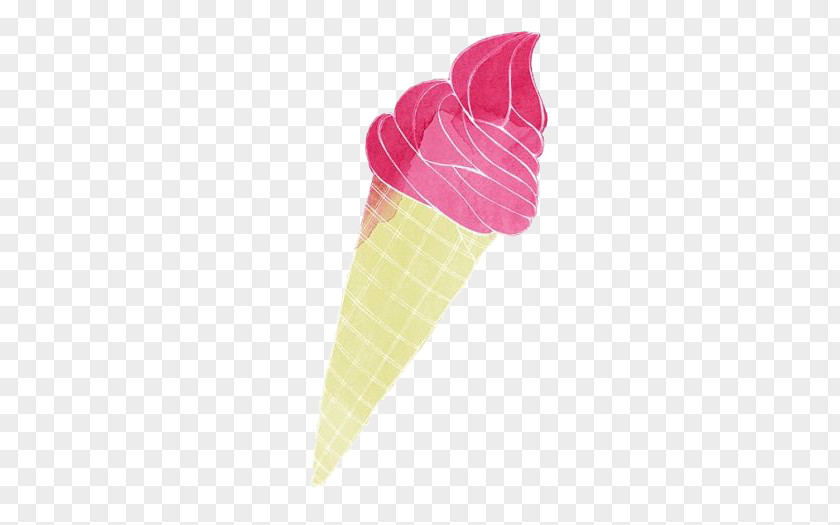 Hand-painted Cartoon Ice Cream Cone Gelato Strawberry PNG