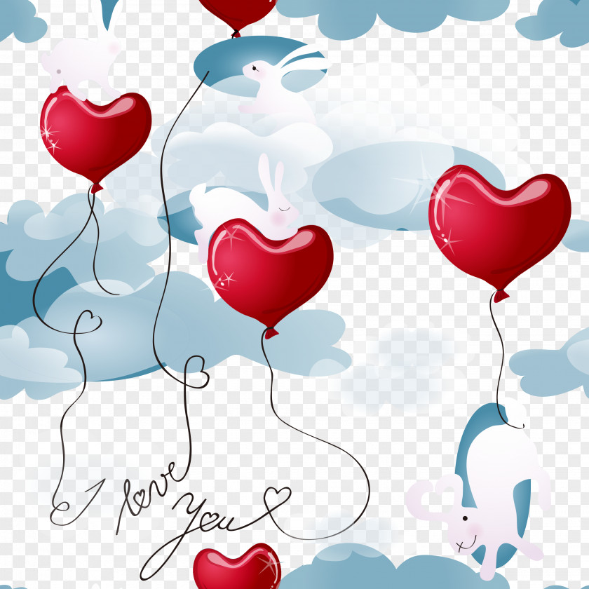 Cartoon Rabbit Balloon Decoration Clip Art PNG