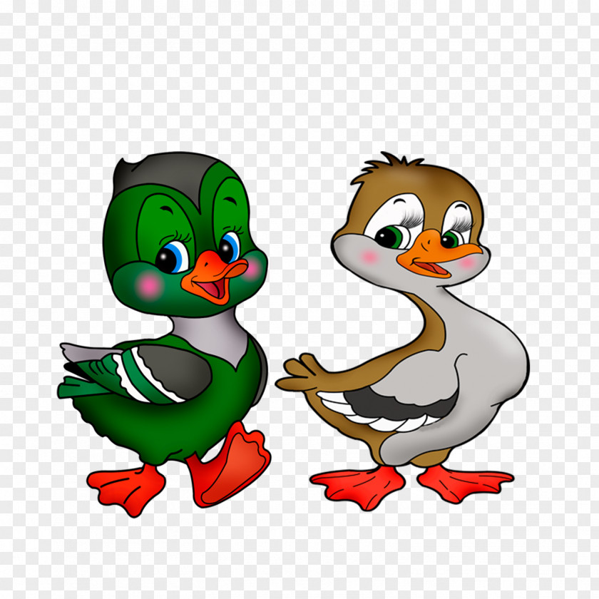 Color Cartoon Hand Painted Little Ducks Icon PNG