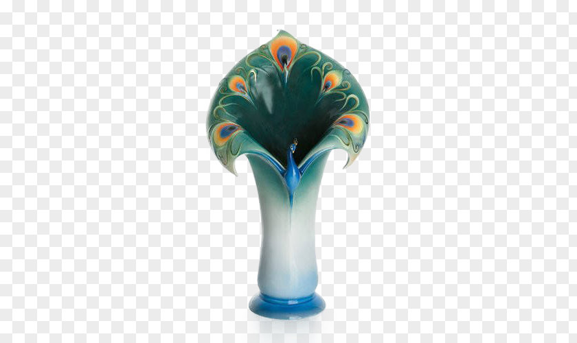 Franz Peacock Vase Asiatic Peafowl Franz-porcelains PNG