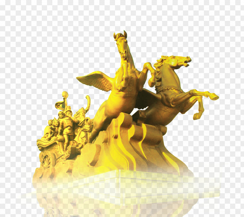 Golden Pegasus Sculpture Horse PNG