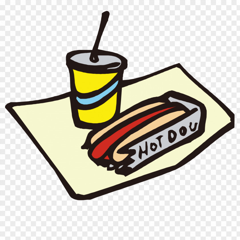 Hand-painted Hot Dog Buns Pattern Soft Drink Hamburger Fast Food Clip Art PNG