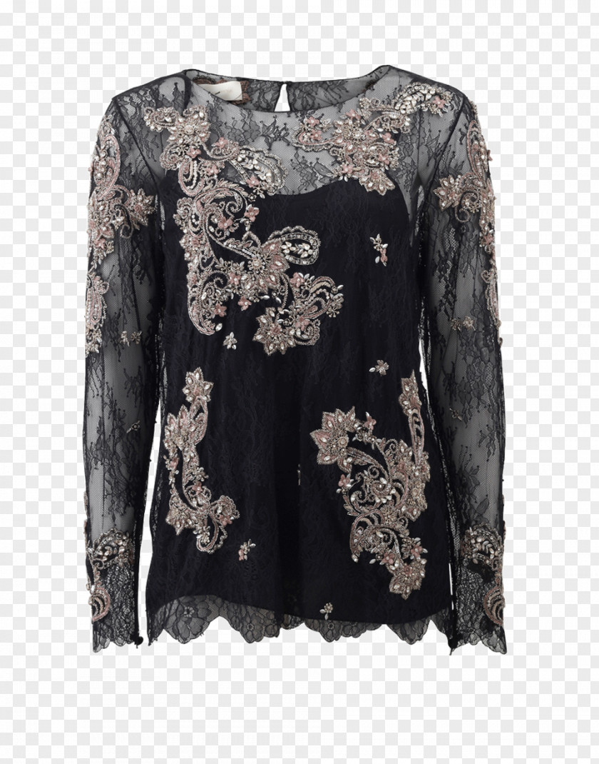Chantilly Lace Long-sleeved T-shirt Blouse Top PNG