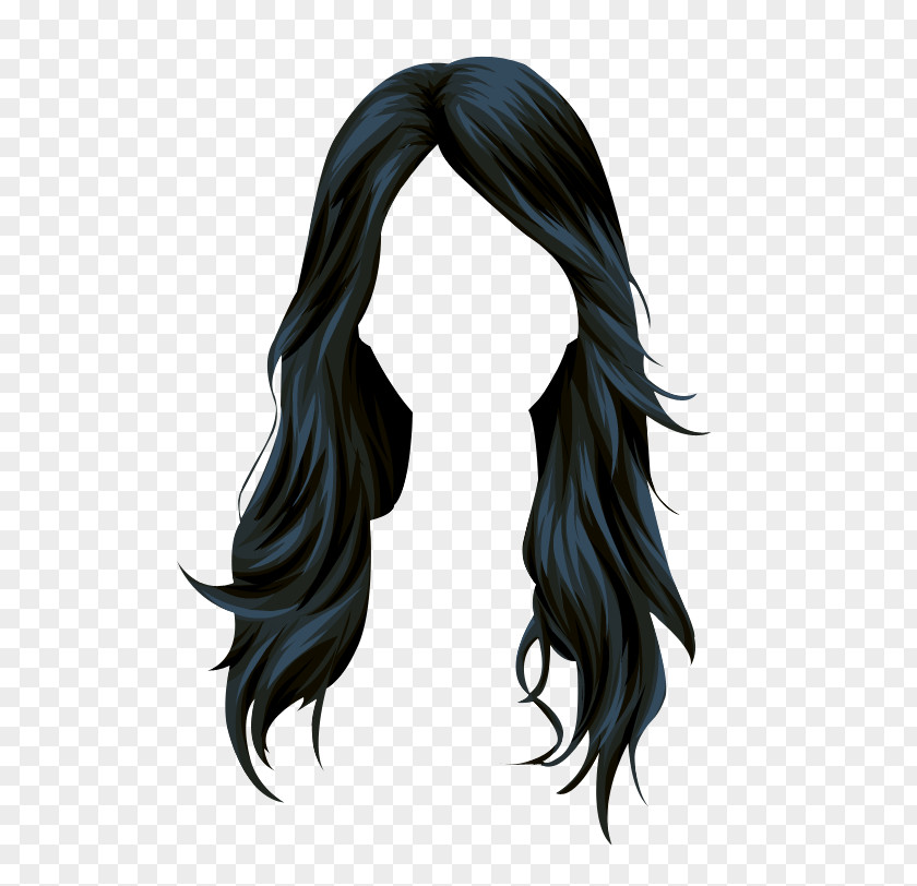 Hair Vector Stardoll Black Wig Long PNG