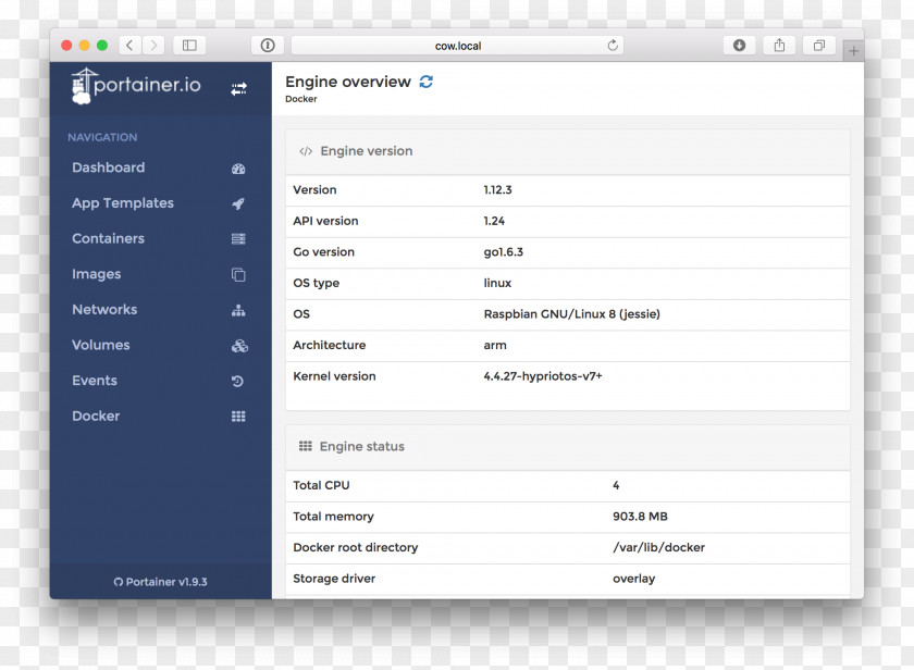 Swarm Docker User Interface Web Browser Raspberry Pi Home Network PNG