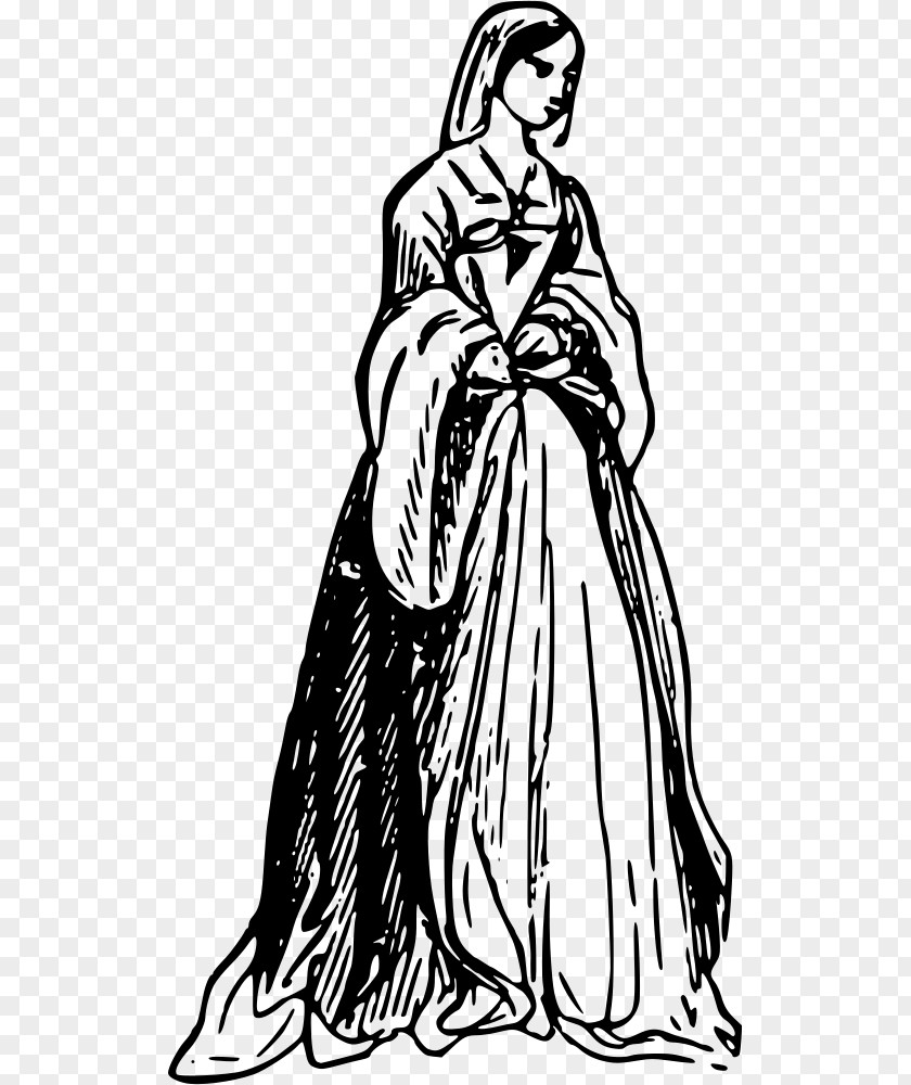 Dress 16th Century French Fashion Clip Art PNG