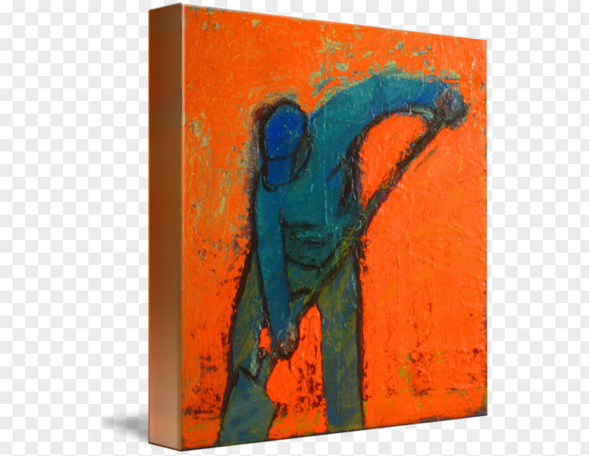 Orange Sky Modern Art Acrylic Paint Painting Gallery Wrap PNG