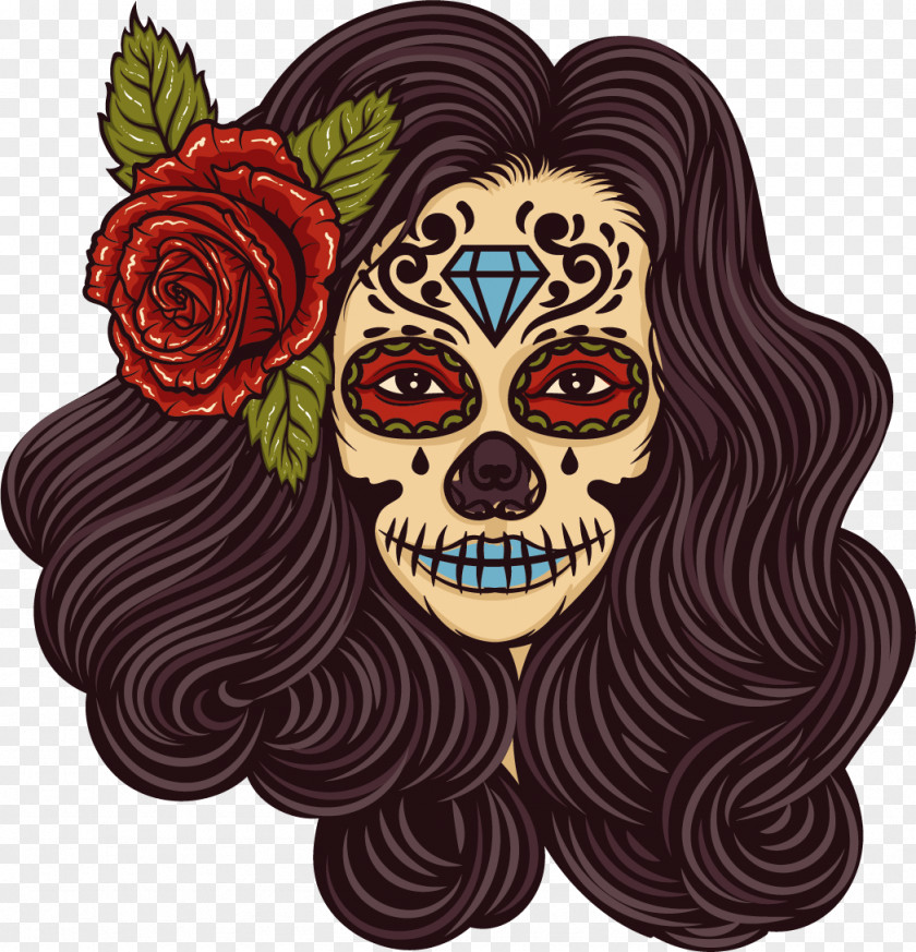 Painted Face Ghost Doll Euclidean Vector Hair PNG