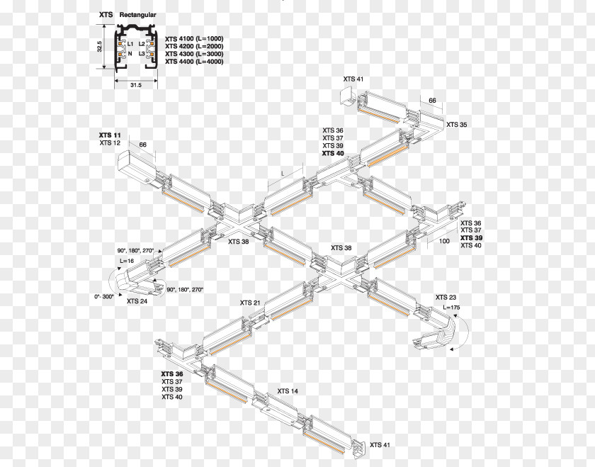 Light Track Lighting Fixtures Three-phase Electric Power Light-emitting Diode Fixture PNG