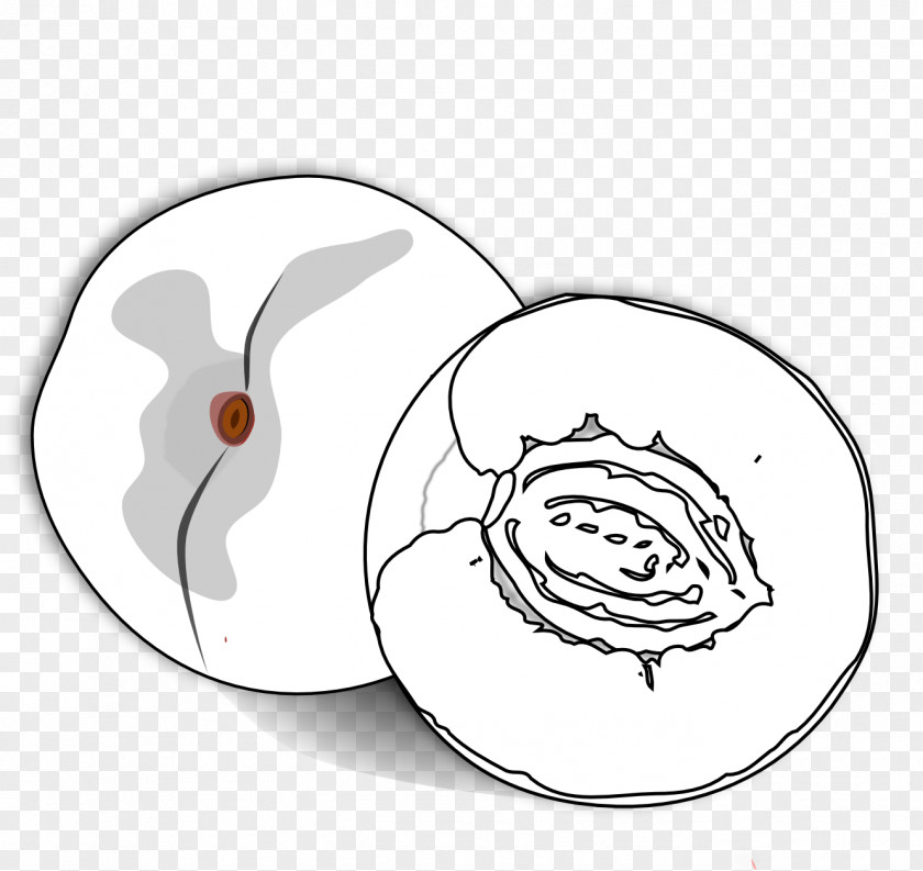 Peach Fruit Black And White Clip Art PNG