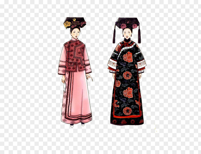 Qing Dynasty Princess Dress Cheongsam Designer Woman Skirt PNG