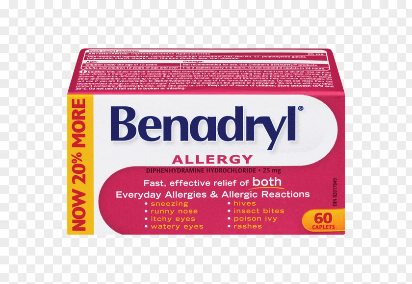 Allergy Benadryl Diphenhydramine Pharmacy Pharmaceutical Drug PNG