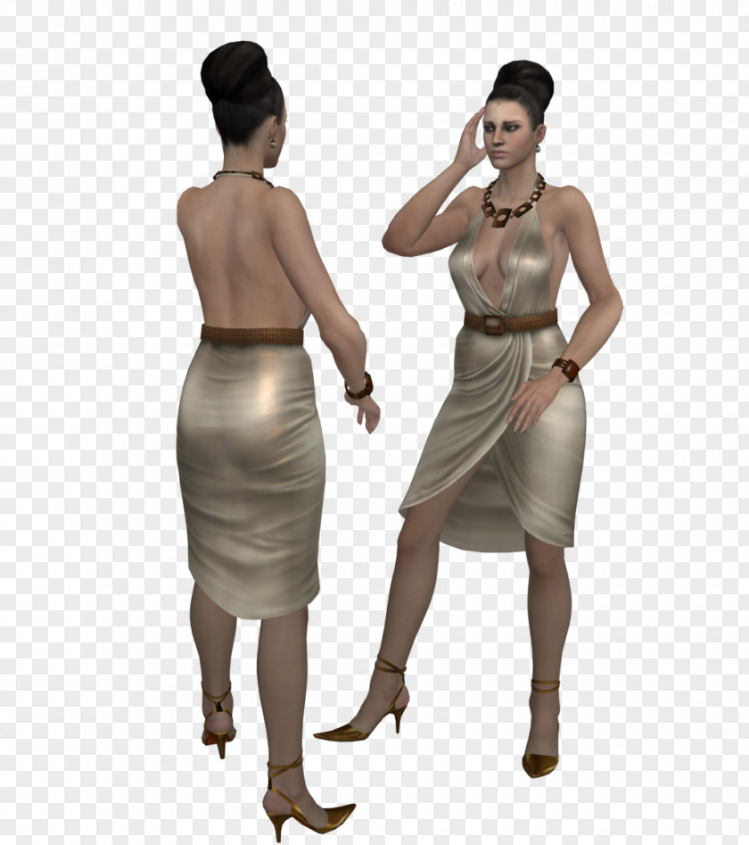 Cocktail Waist Dress Hip Shoulder PNG