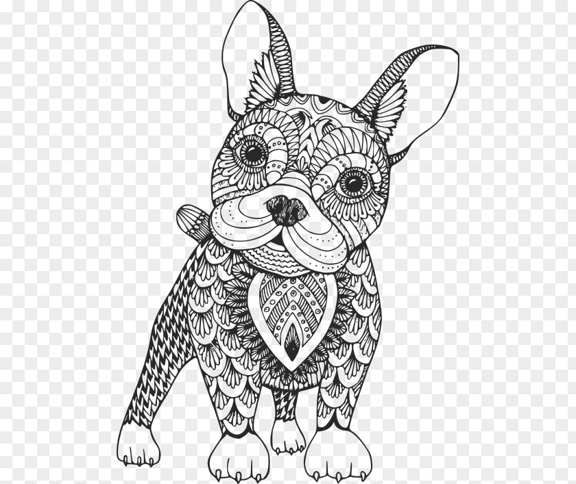 Coloring Book Whiskers French Bulldog PNG
