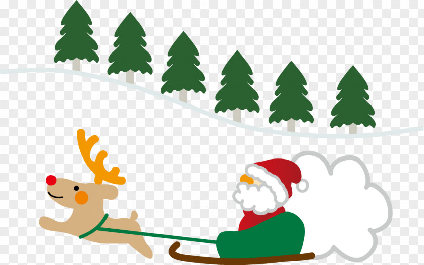 Santa Claus Christmas Day Tree Illustration Card PNG