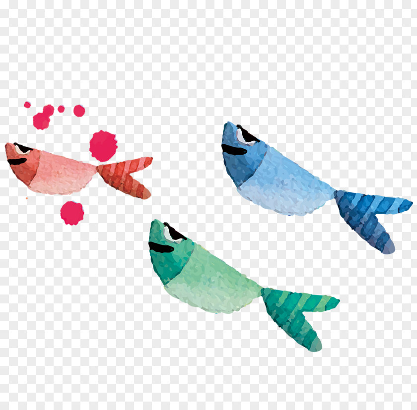 Hand-painted Origami Fish Paper Painting PNG