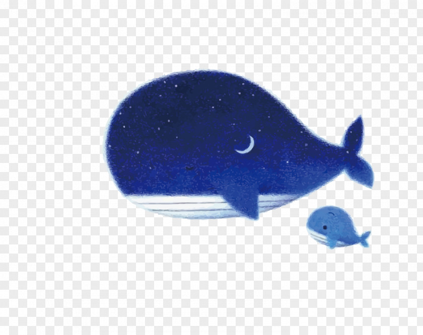 Vector Blue Whale Art Painting Illustration PNG
