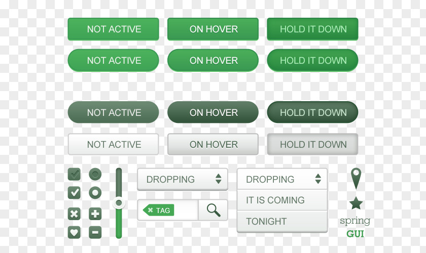 Green Buttons UI Kit Graphical User Interface Design Icon PNG