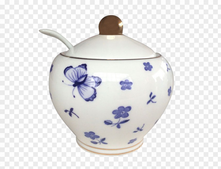 Sugar Bowl Jug Tea Ceramic Blue And White Pottery PNG