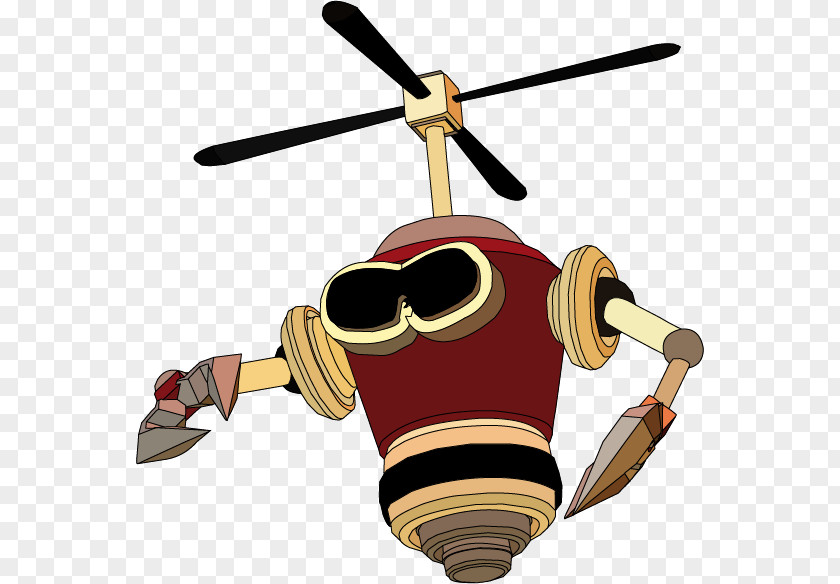 Vector Robot Helicopter Cartoon Illustration PNG