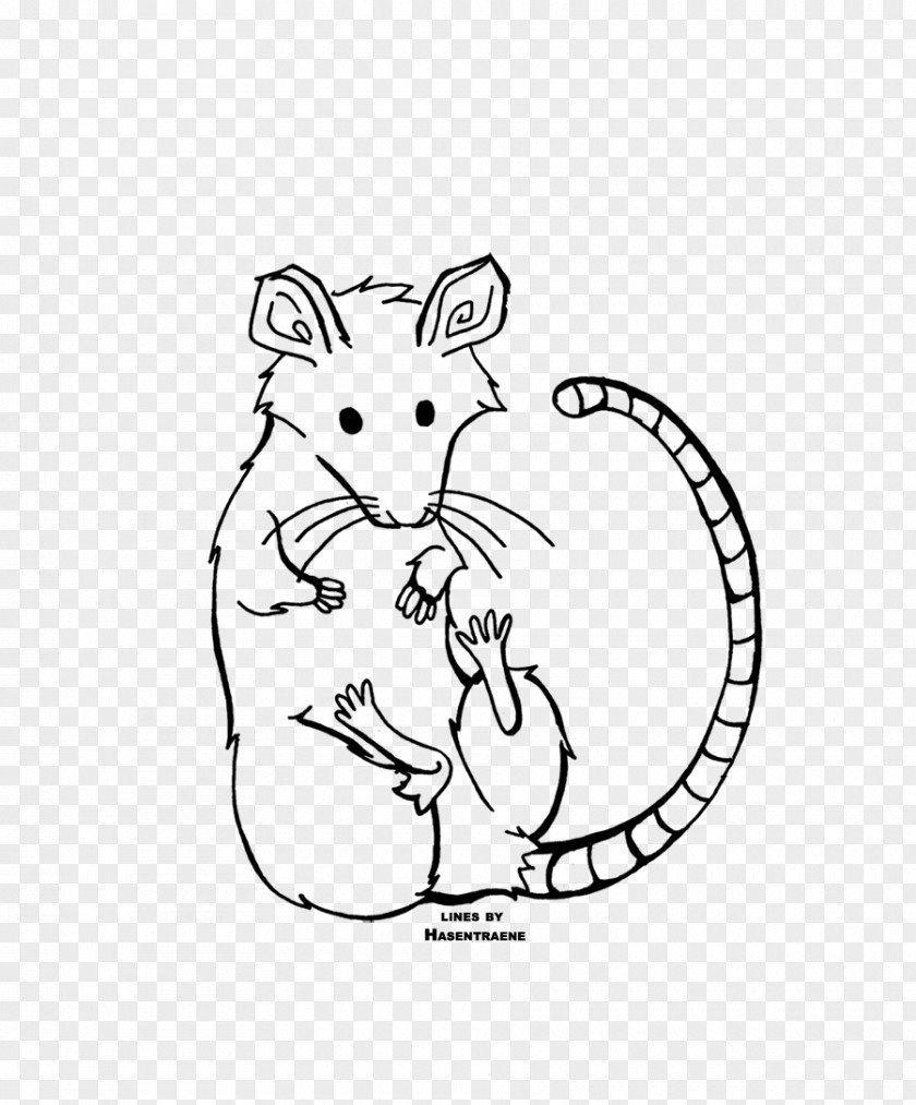 Rat & Mouse Line Art Drawing Cartoon PNG