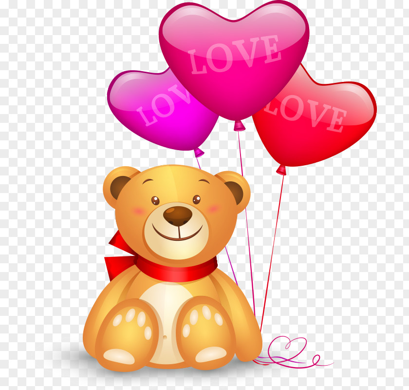 Cartoon Bear Balloon Heart Clip Art PNG