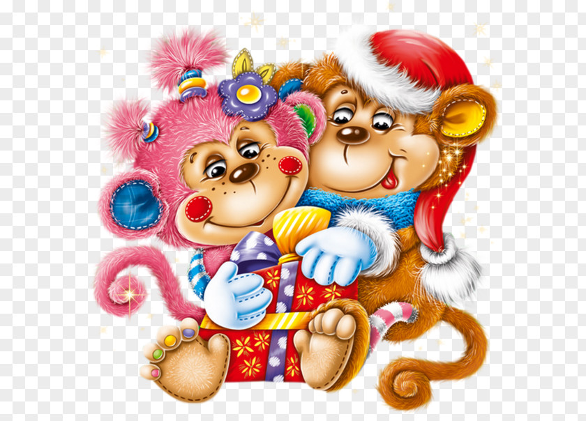 Monkey National Hugging Day Christmas Greeting & Note Cards Clip Art PNG
