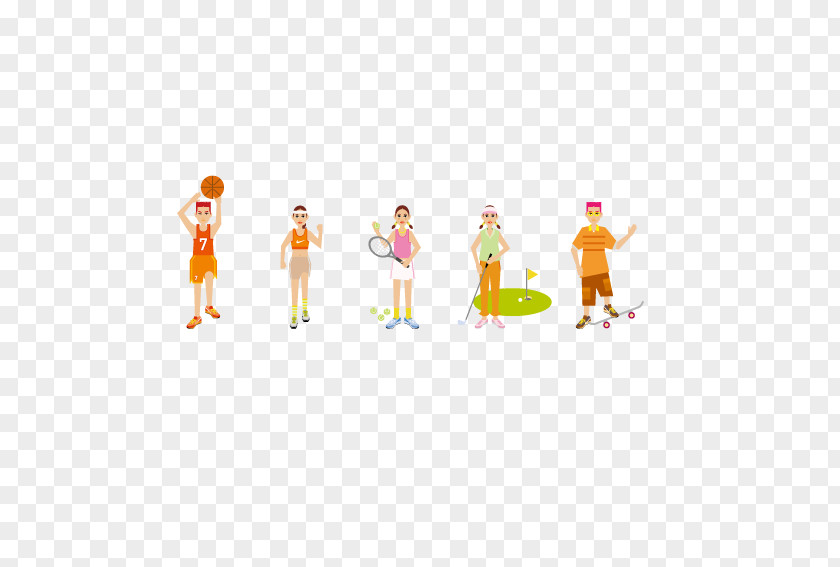 Basketball Skateboarders Sport Cartoon Illustration PNG