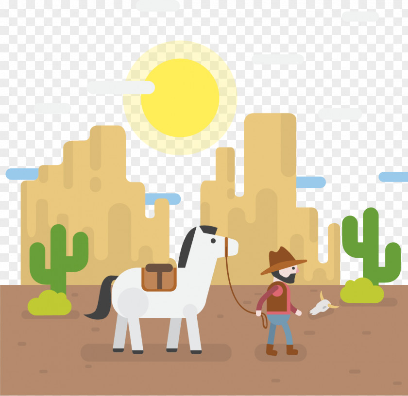 Lead A Horse Cowboy Cartoon Illustration PNG